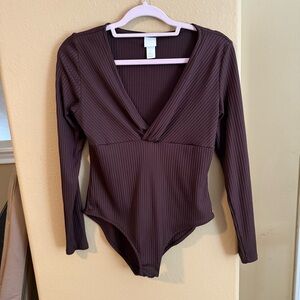 H&M Brown Ribbed Bodysuit